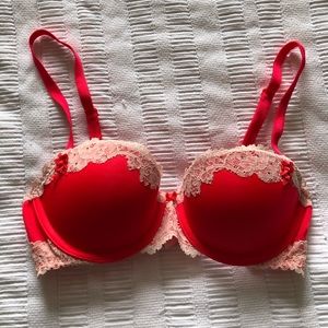 VS Red Lace Push Up Bra